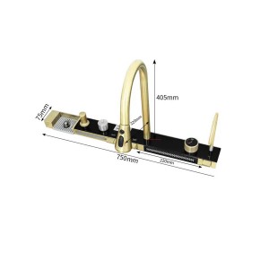 NARON Πολυλειτουργικό χειροποίητο σετ νεροχύτη κουζίνας από ανοξείδωτο ατσάλι 304 μονό με ψηφιακή οθόνη καταρράκτη σετ νεροχύτη με βρύση κουζίνας NR-5521BG BRUSHED GOLD