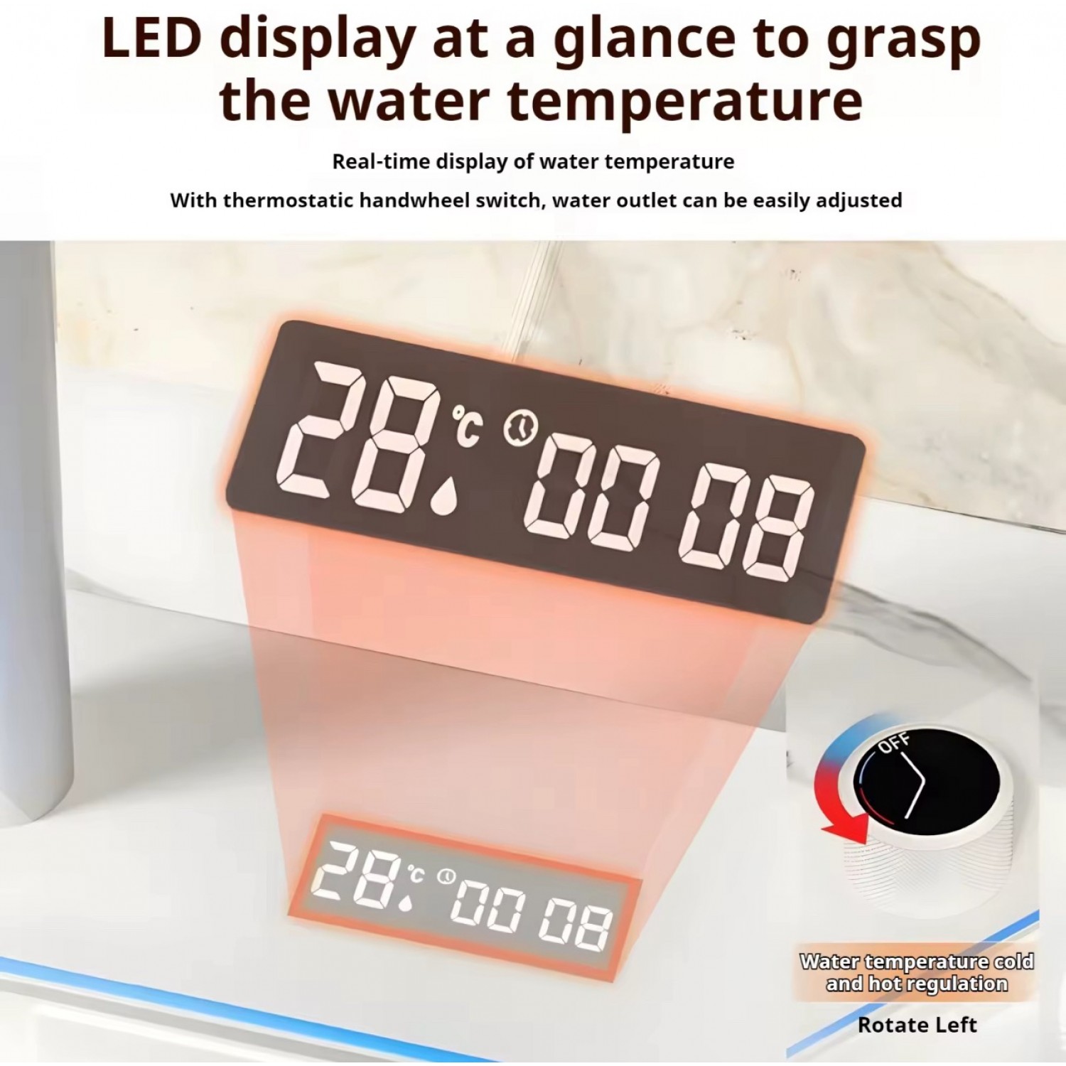 NARON Μοντέρνο υψηλής ποιότητας χειροποίητο σετ νεροχύτη κουζίνας από ανοξείδωτο ατσάλι 304 μονό με ψηφιακή οθόνη καταρράκτη σετ νεροχύτη με βρύση κουζίνας NR-5521W WHITE