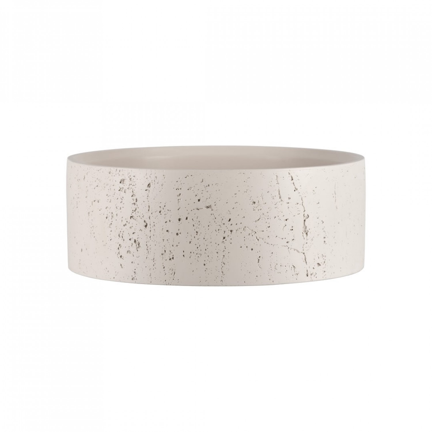 Naron Επιτραπέζιος Πέτρινος στρογγυλός νιπτήρας μπάνιου 39.5cm X 12cm με Pop-Up Waste NR-B001 Beige