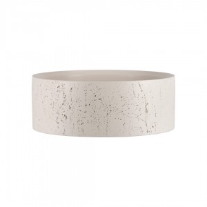 Naron Επιτραπέζιος Πέτρινος στρογγυλός νιπτήρας μπάνιου 39.5cm X 12cm με Pop-Up Waste NR-B001 Beige