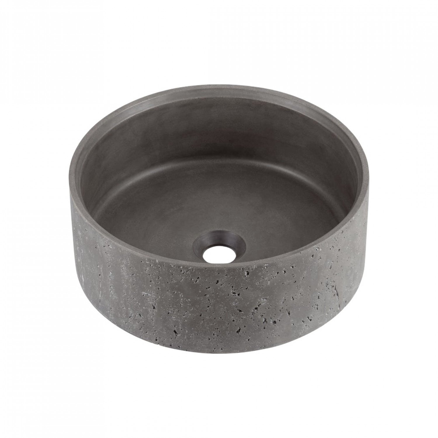 Naron Επιτραπέζιος Πέτρινος στρογγυλός νιπτήρας μπάνιου 39.5cm X 12cm με Pop-Up Waste NR-B001 Black