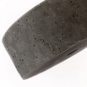 Naron Επιτραπέζιος Πέτρινος στρογγυλός νιπτήρας μπάνιου 39.5cm X 12cm με Pop-Up Waste NR-B001 Black