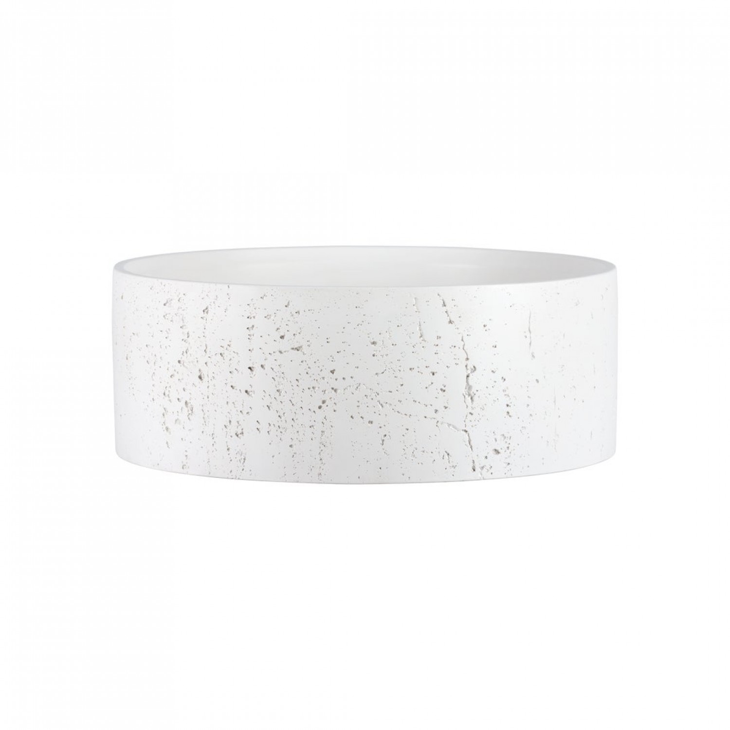 Naron Επιτραπέζιος Πέτρινος στρογγυλός νιπτήρας μπάνιου 39.5cm X 12cm με Pop-Up Waste NR-B001 White