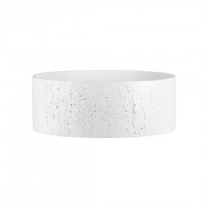 Naron Επιτραπέζιος Πέτρινος στρογγυλός νιπτήρας μπάνιου 39.5cm X 12cm με Pop-Up Waste NR-B001 White