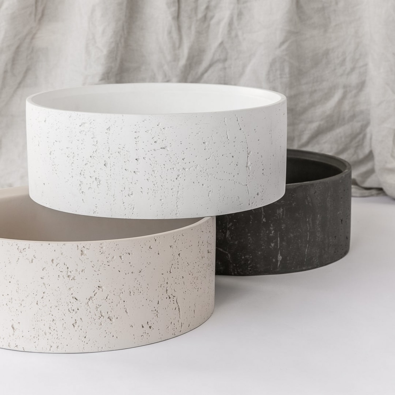 Naron Επιτραπέζιος Πέτρινος στρογγυλός νιπτήρας μπάνιου 39.5cm X 12cm με Pop-Up Waste NR-B001 White