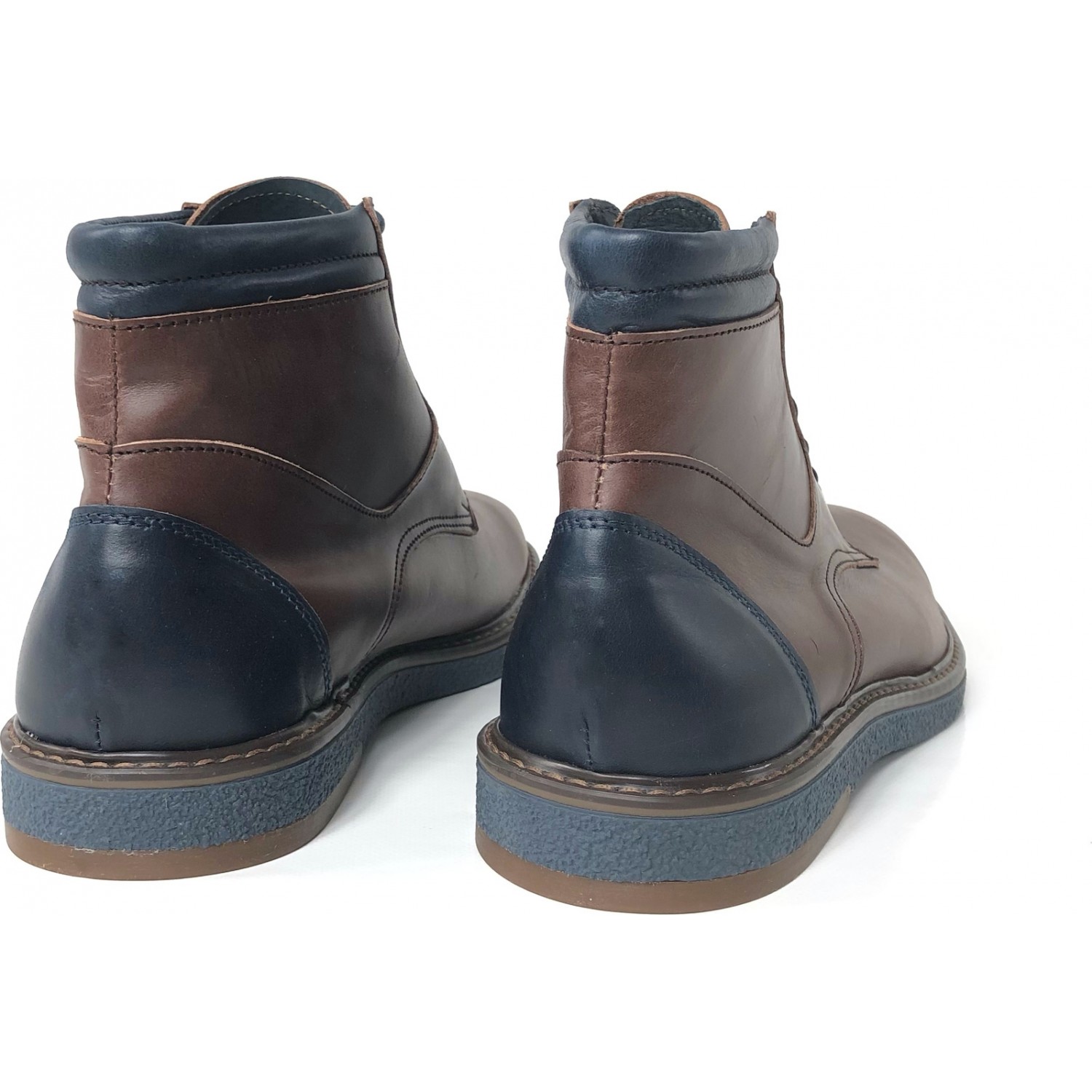 Ανδρικα δερμάτινα μποτάκια χειροποίητα TSALIS SHOES 427/ΚΑΦΕ ΜΕ ΜΠΛΕ