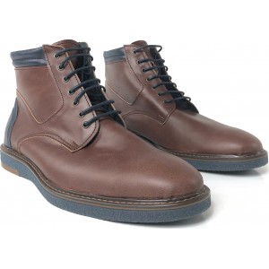 Ανδρικα δερμάτινα μποτάκια χειροποίητα TSALIS SHOES 427/ΚΑΦΕ ΜΕ ΜΠΛΕ