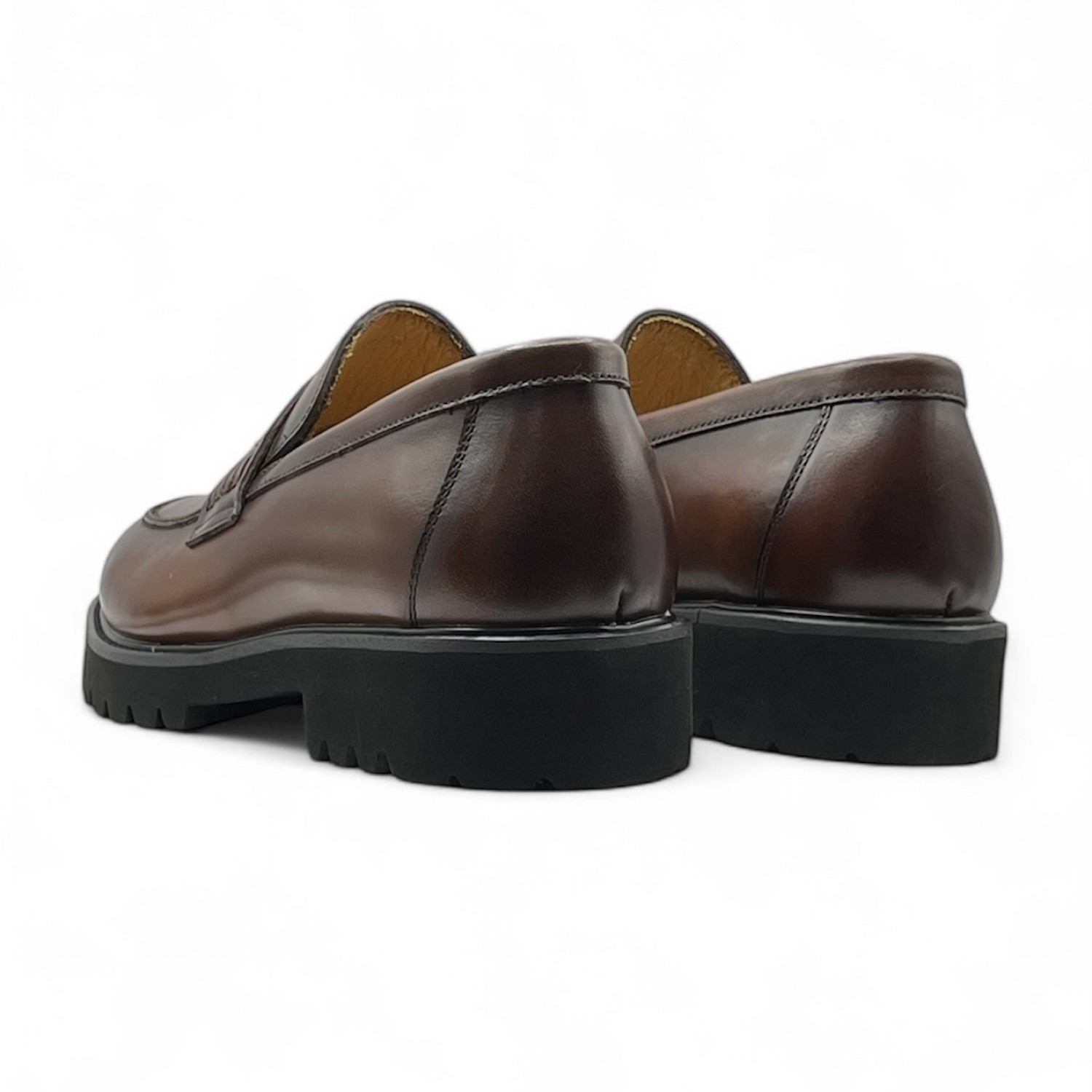 Life Style Butiken Ανδρικό δερμάτινο μοκασίνι με χοντρή σόλα LS18451 Cognac