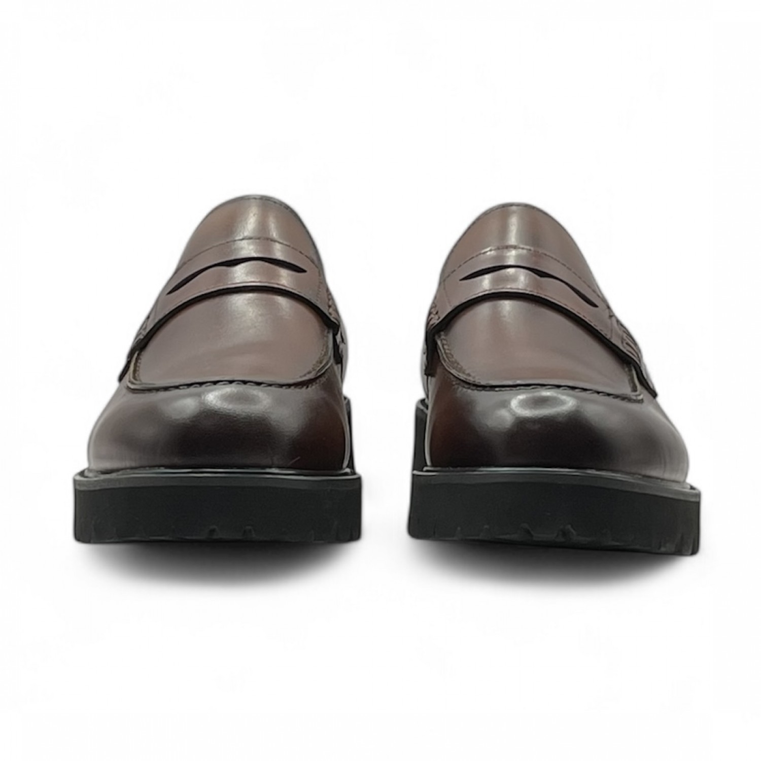 Life Style Butiken Ανδρικό δερμάτινο μοκασίνι με χοντρή σόλα LS18451 Cognac