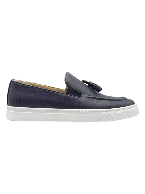 Life Style Butiken Ανδρικά Δερμάτινα Loafers LS475 Navy