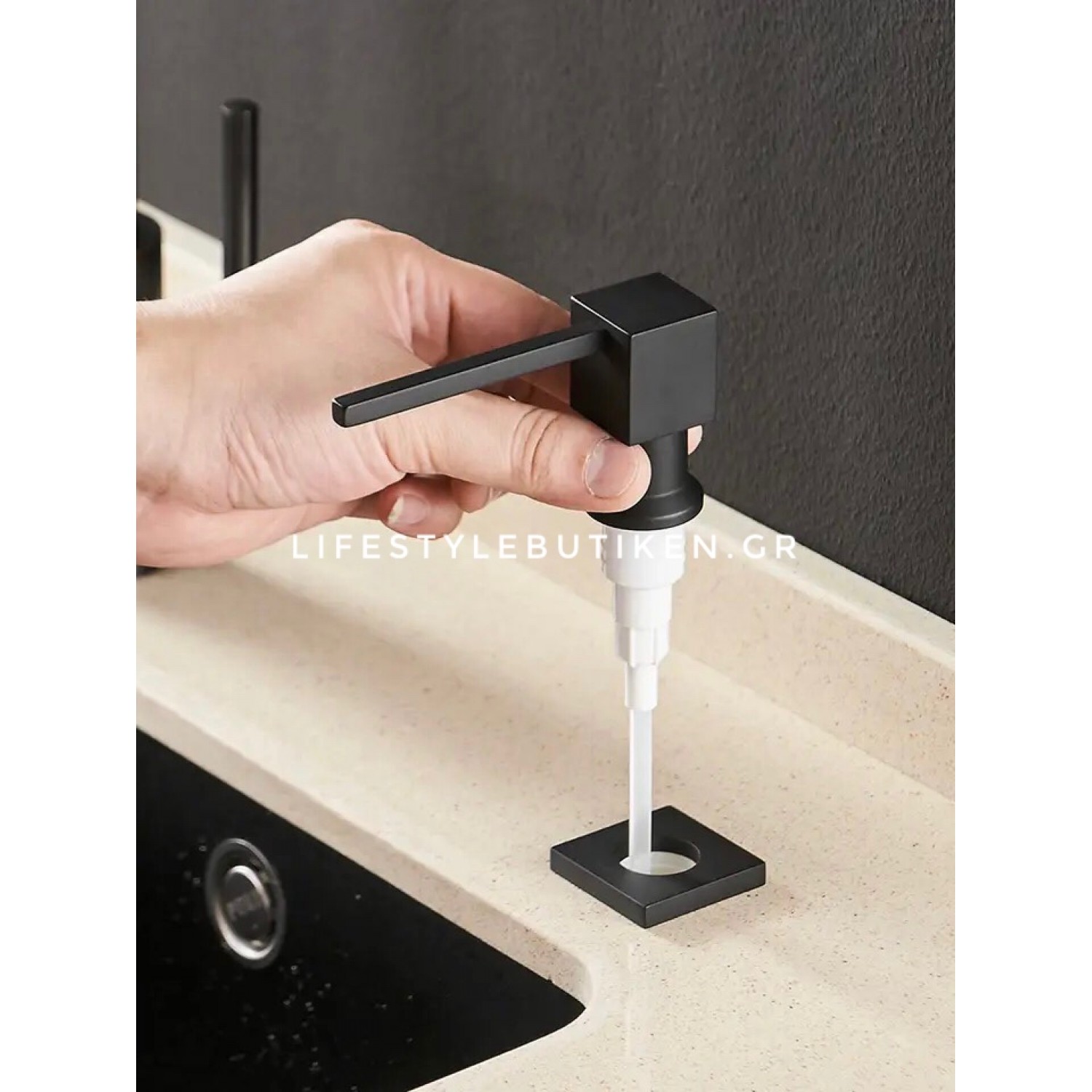 NARON NR7002B Εντοιχιζόμενος Dispenser Σαπουνιού Κουζίνας Μεταλλικό 500ml Black Matt