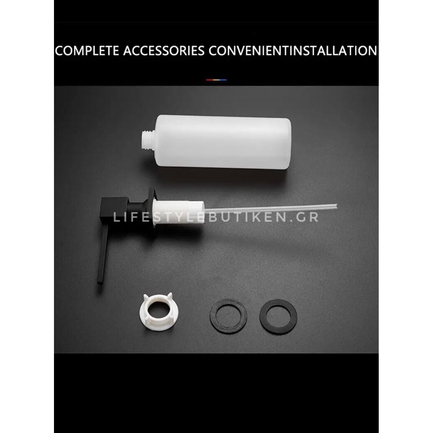 NARON NR7002B Εντοιχιζόμενος Dispenser Σαπουνιού Κουζίνας Μεταλλικό 500ml Black Matt