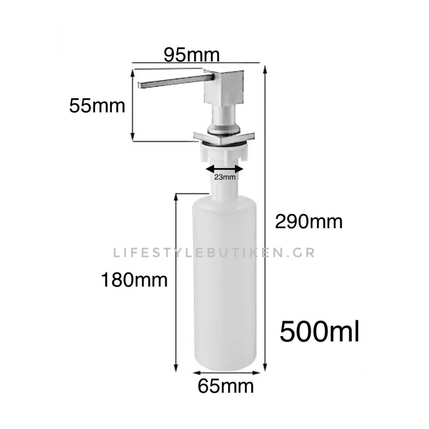 NARON NR7001C Εντοιχιζόμενος Dispenser Σαπουνιού Κουζίνας Μεταλλικό 500ml CHROME