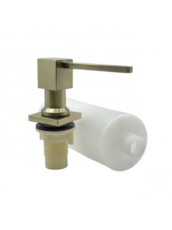 NARON NR7005 Εντοιχιζόμενο Dispenser Σαπουνιού Κουζίνας Τετράγωνο Μεταλλικό 350ml Brushed Gold
