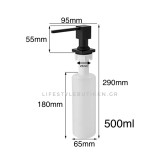 NARON NR7002B Εντοιχιζόμενος Dispenser Σαπουνιού Κουζίνας Μεταλλικό 500ml Black Matt 10