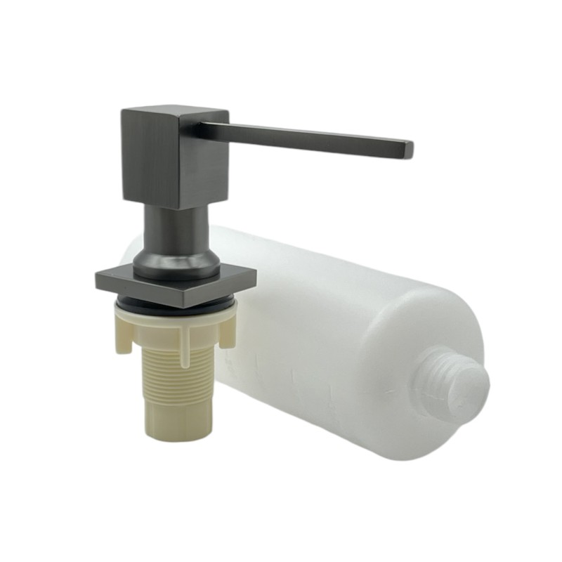 NARON NR7004 Εντοιχιζόμενο Dispenser Σαπουνιού Κουζίνας Τετράγωνο Μεταλλικό 350ml Gun Metal Σπίτι-Κήπος