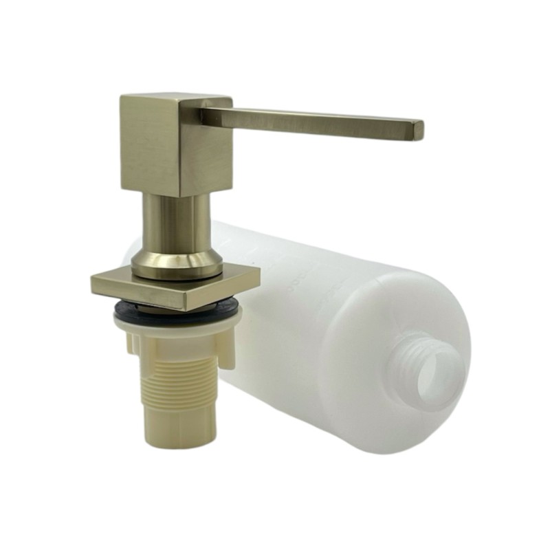 NARON NR7005 Εντοιχιζόμενο Dispenser Σαπουνιού Κουζίνας Τετράγωνο Μεταλλικό 350ml Brushed Gold Σπίτι-Κήπος