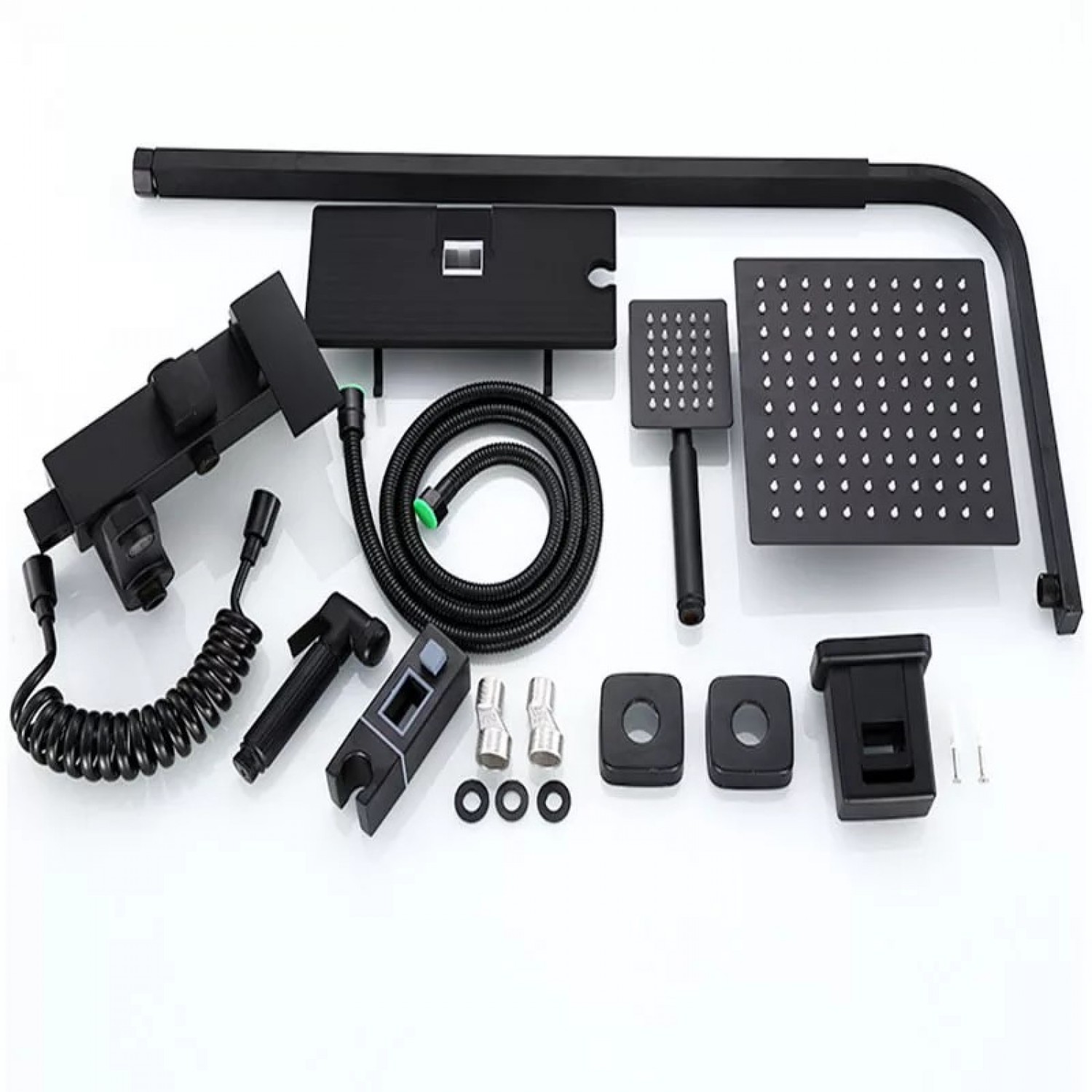 NARON Πολυτελής Στήλη Ντουζ με μπαταρία και ενσωματωμένο βρυσάκι με όλα τα Παρελκόμενα Τοποθέτησης NR4050 Black Mat