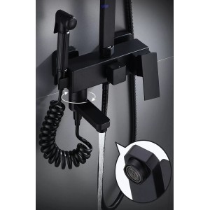 NARON Πολυτελής Στήλη Ντουζ με μπαταρία και ενσωματωμένο βρυσάκι με όλα τα Παρελκόμενα Τοποθέτησης NR4050 Black Mat