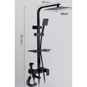 NARON Πολυτελής Στήλη Ντουζ με μπαταρία και ενσωματωμένο βρυσάκι με όλα τα Παρελκόμενα Τοποθέτησης NR4050 Black Mat