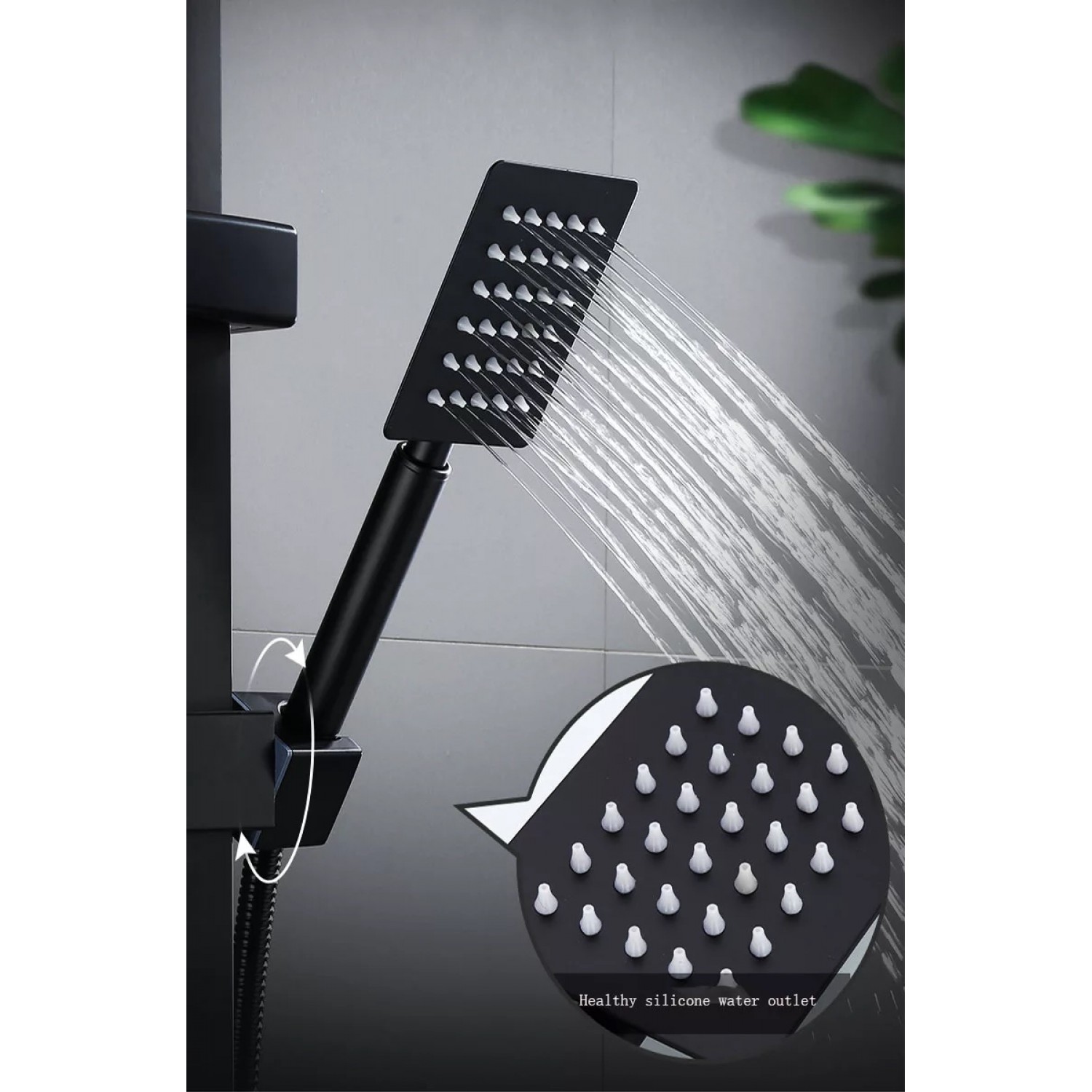 NARON Πολυτελής Στήλη Ντουζ με μπαταρία και ενσωματωμένο βρυσάκι με όλα τα Παρελκόμενα Τοποθέτησης NR4050 Black Mat