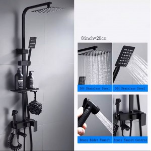 NARON Πολυτελής Στήλη Ντουζ με μπαταρία και ενσωματωμένο βρυσάκι με όλα τα Παρελκόμενα Τοποθέτησης NR4050 Black Mat