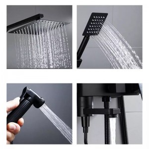 NARON Πολυτελής Στήλη Ντουζ με μπαταρία και ενσωματωμένο βρυσάκι με όλα τα Παρελκόμενα Τοποθέτησης NR4050 Black Mat