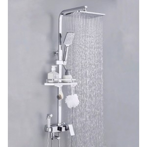 NARON Πολυτελής Στήλη Ντουζ με μπαταρία και ενσωματωμένο βρυσάκι με όλα τα Παρελκόμενα Τοποθέτησης BR6070 Chrome