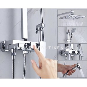 NARON Πολυτελής Στήλη Ντουζ με μπαταρία και ενσωματωμένο βρυσάκι με όλα τα Παρελκόμενα Τοποθέτησης BR6070 Chrome