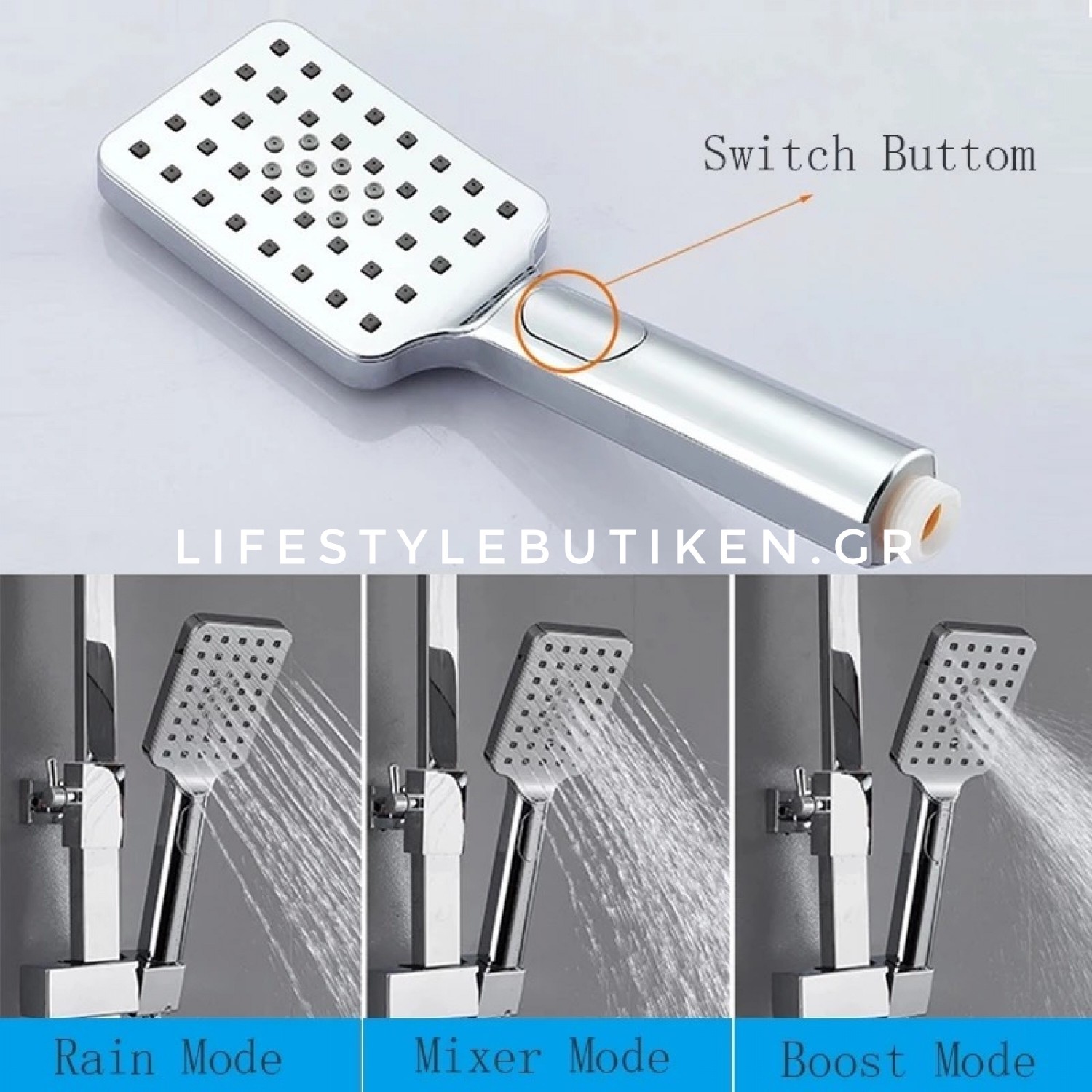 NARON Πολυτελής Στήλη Ντουζ με μπαταρία και ενσωματωμένο βρυσάκι με όλα τα Παρελκόμενα Τοποθέτησης BR6070 Chrome