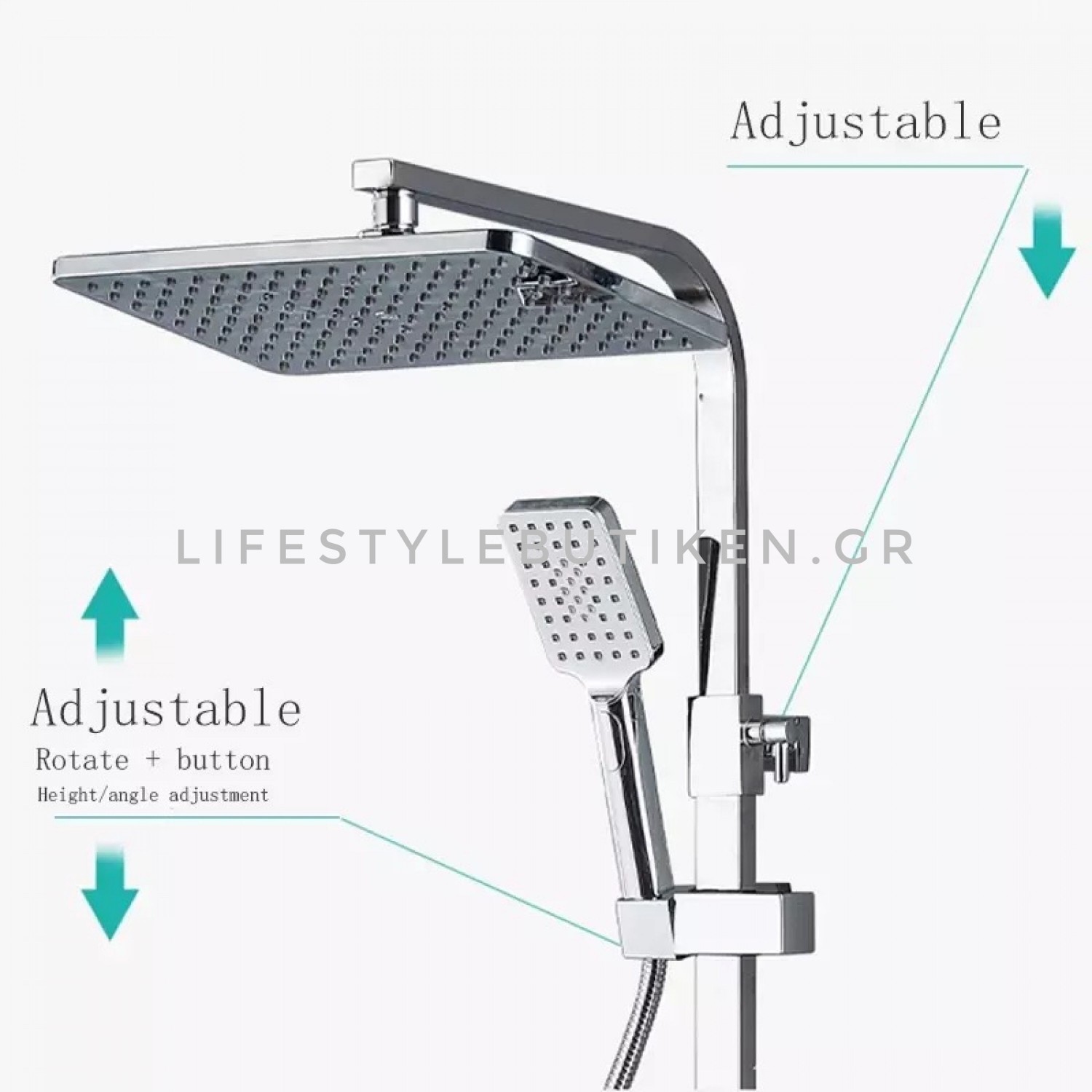 NARON Πολυτελής Στήλη Ντουζ με μπαταρία και ενσωματωμένο βρυσάκι με όλα τα Παρελκόμενα Τοποθέτησης BR6070 Chrome