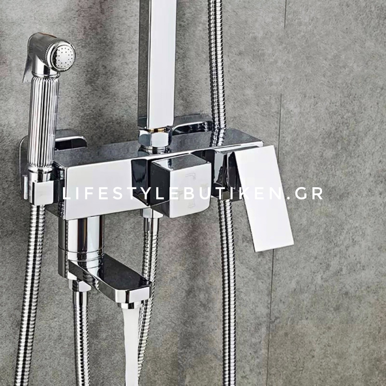 NARON Πολυτελής Στήλη Ντουζ με μπαταρία και ενσωματωμένο βρυσάκι με όλα τα Παρελκόμενα Τοποθέτησης BR6070 Chrome