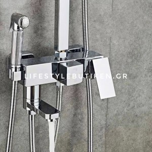 NARON Πολυτελής Στήλη Ντουζ με μπαταρία και ενσωματωμένο βρυσάκι με όλα τα Παρελκόμενα Τοποθέτησης BR6070 Chrome