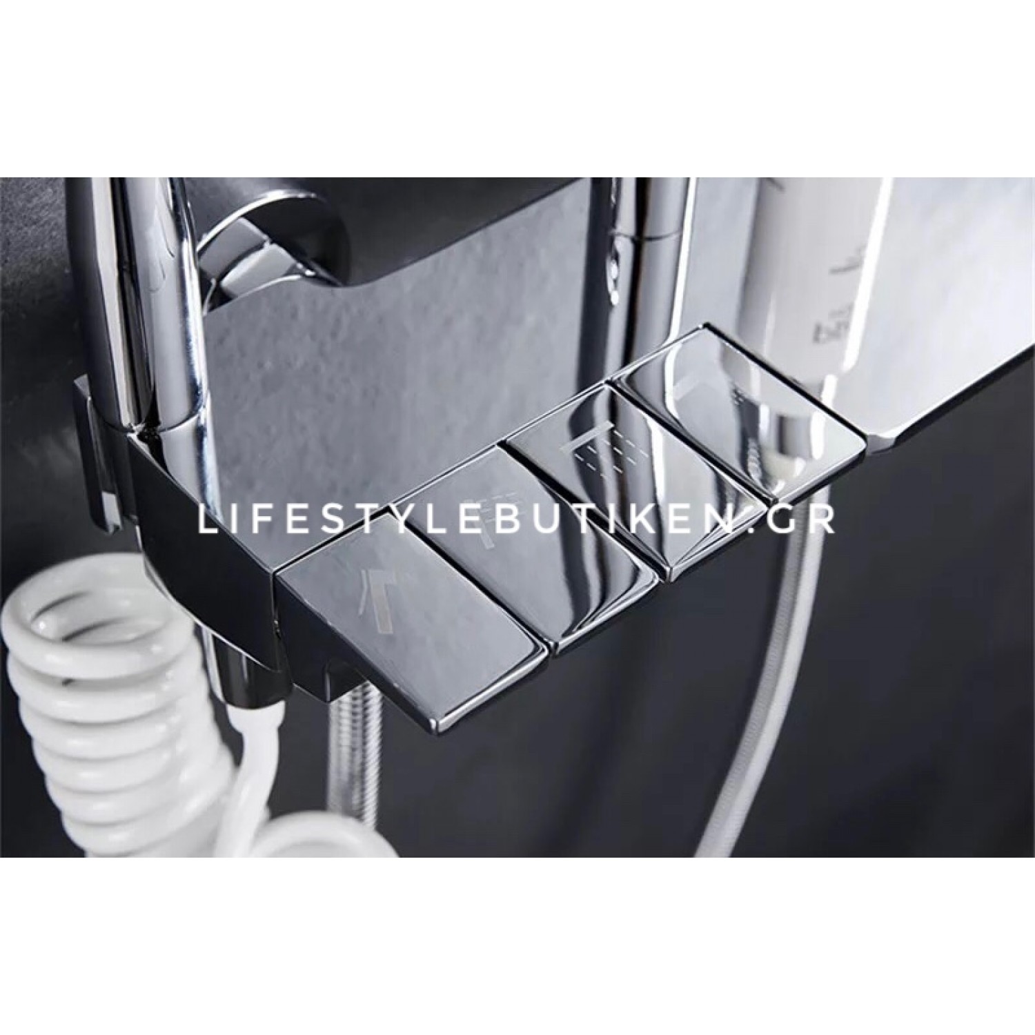 STOCCO Πολυτελή στήλη ντουζ με μπαταρία πιάνο 4 εξόδων με βρυσάκι PQ7702C CHROME