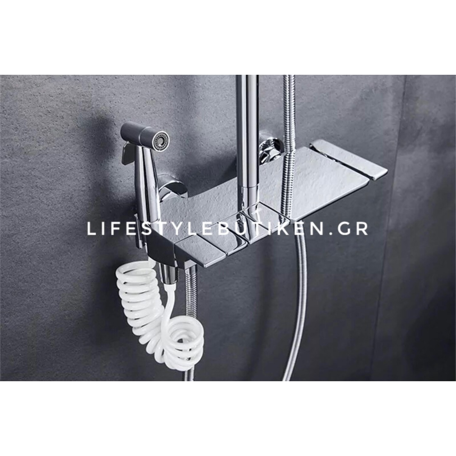 STOCCO Πολυτελή στήλη ντουζ με μπαταρία πιάνο 4 εξόδων με βρυσάκι PQ7702C CHROME