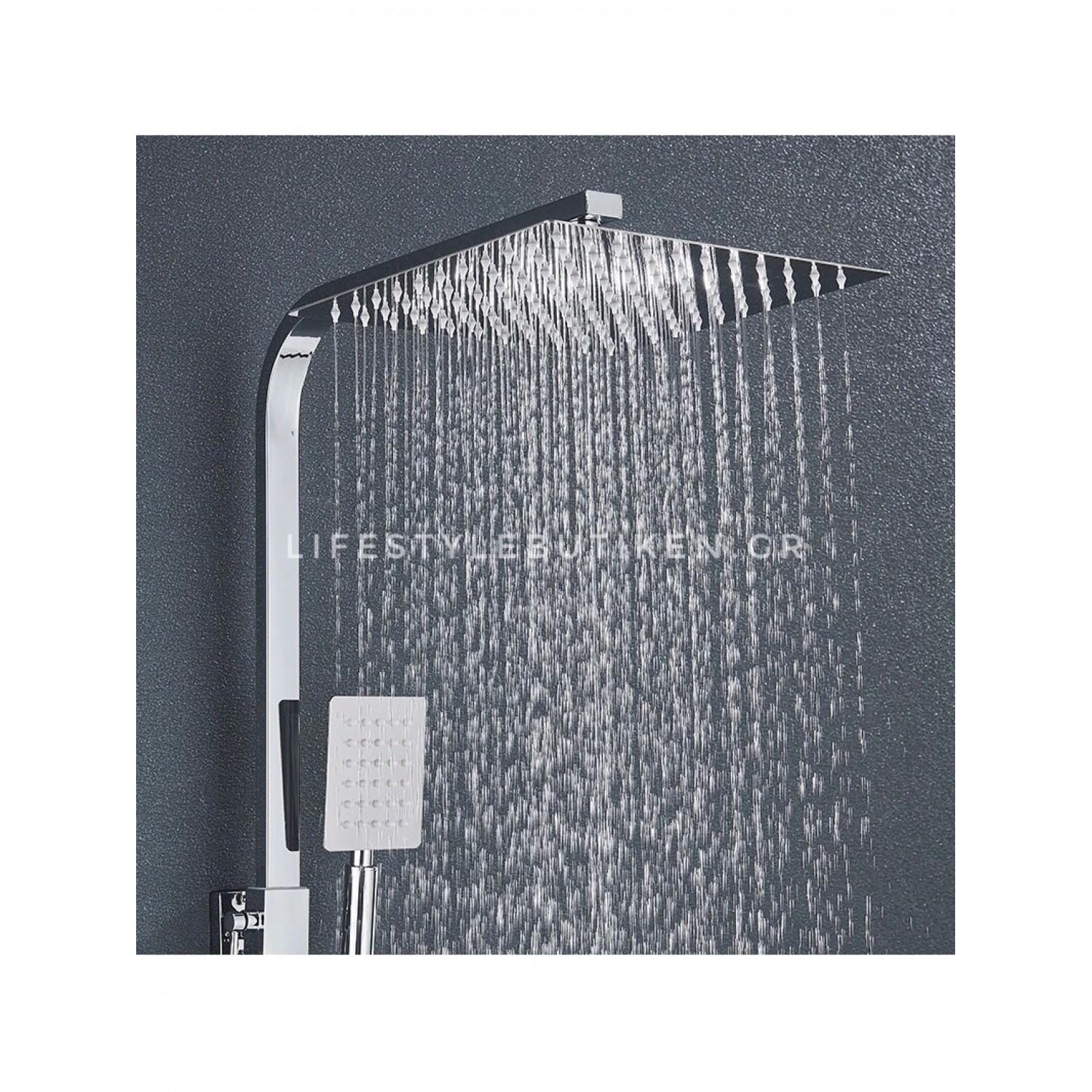 NARON Μεταλλική Στήλη Ντουζ 3 Εξόδων Με Μεταλλικό Ραφάκι Και Περιστρεφόμενο Ρουξούνι NR-7070C CHROME