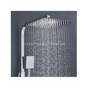 NARON Μεταλλική Στήλη Ντουζ 3 Εξόδων Με Μεταλλικό Ραφάκι Και Περιστρεφόμενο Ρουξούνι NR-7070C CHROME