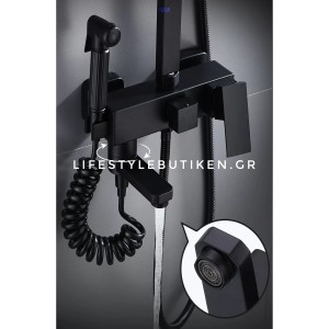 NARON Πολυτελής Στήλη Ντουζ με μπαταρία και ενσωματωμένο βρυσάκι με όλα τα Παρελκόμενα Τοποθέτησης NR-9002B BLACK MAT