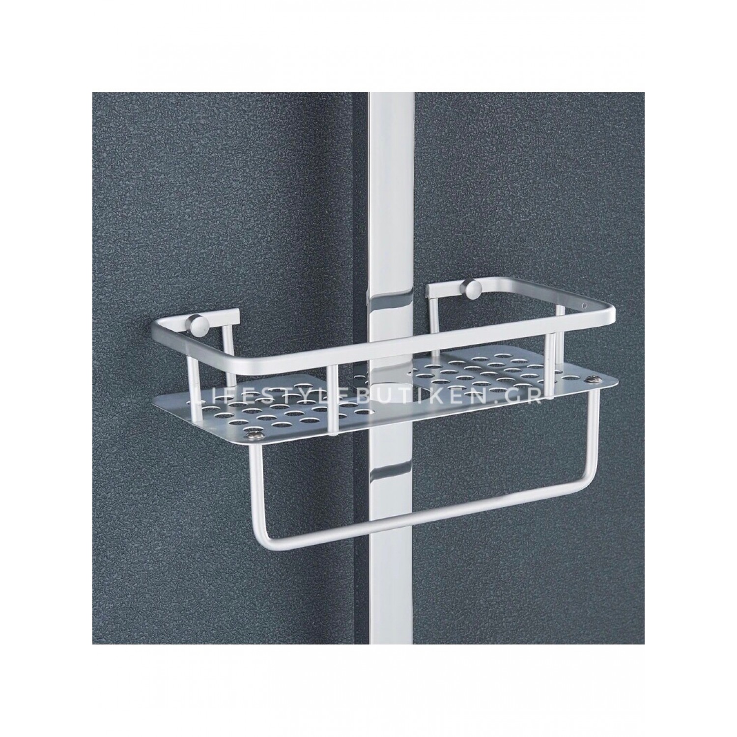 NARON Μεταλλική Στήλη Ντουζ 3 Εξόδων Με Μεταλλικό Ραφάκι Και Περιστρεφόμενο Ρουξούνι NR-7070C CHROME