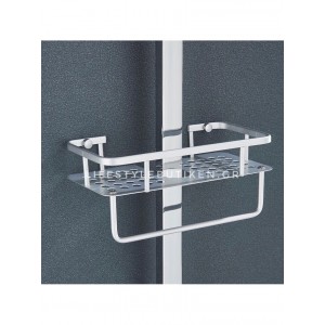 NARON Μεταλλική Στήλη Ντουζ 3 Εξόδων Με Μεταλλικό Ραφάκι Και Περιστρεφόμενο Ρουξούνι NR-7070C CHROME