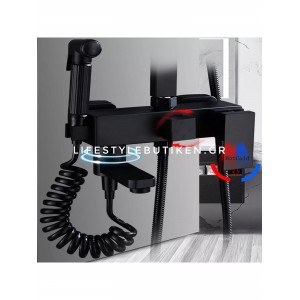 NARON Πολυτελής Στήλη Ντουζ με μπαταρία και ενσωματωμένο βρυσάκι με όλα τα Παρελκόμενα Τοποθέτησης NR-9002B BLACK MAT