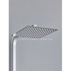 NARON Μεταλλική Στήλη Ντουζ 3 Εξόδων Με Μεταλλικό Ραφάκι Και Περιστρεφόμενο Ρουξούνι NR-7070C CHROME