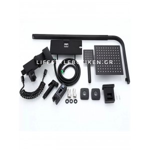 NARON Πολυτελής Στήλη Ντουζ με μπαταρία και ενσωματωμένο βρυσάκι με όλα τα Παρελκόμενα Τοποθέτησης NR-9002B BLACK MAT