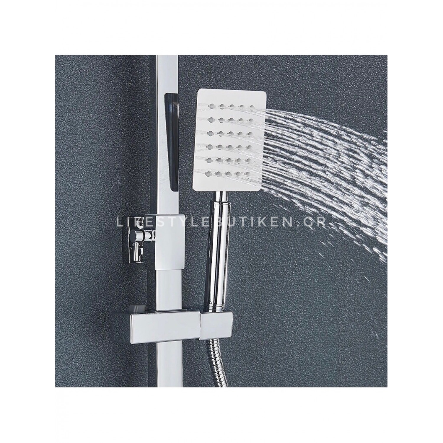 NARON Μεταλλική Στήλη Ντουζ 3 Εξόδων Με Μεταλλικό Ραφάκι Και Περιστρεφόμενο Ρουξούνι NR-7070C CHROME