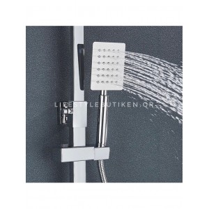 NARON Μεταλλική Στήλη Ντουζ 3 Εξόδων Με Μεταλλικό Ραφάκι Και Περιστρεφόμενο Ρουξούνι NR-7070C CHROME