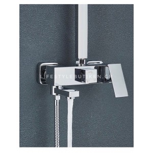 NARON Μεταλλική Στήλη Ντουζ 3 Εξόδων Με Μεταλλικό Ραφάκι Και Περιστρεφόμενο Ρουξούνι NR-7070C CHROME