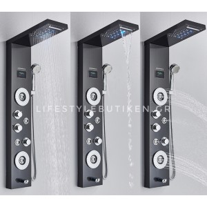 NARON Στήλη Ντουζ Υδρομασάζ Led Φωτισμό Και Ψηφιακή Οθόνη NR-6010B BLACK