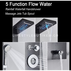 NARON Στήλη Ντουζ Υδρομασάζ Led Φωτισμό Και Ψηφιακή Οθόνη NR-6010B BLACK