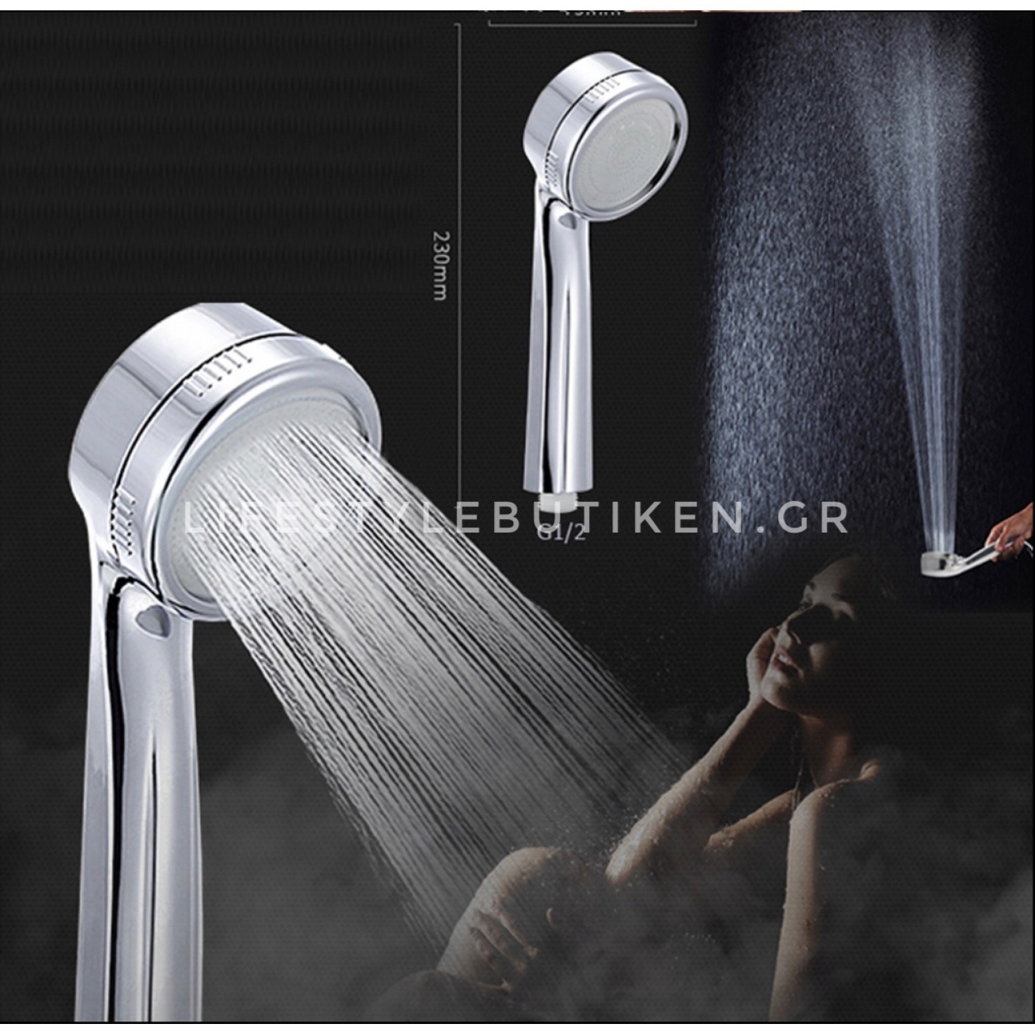 NARON Στήλη Ντουζ Υδρομασάζ Led Φωτισμό Και Ψηφιακή Οθόνη NR-6010B BLACK