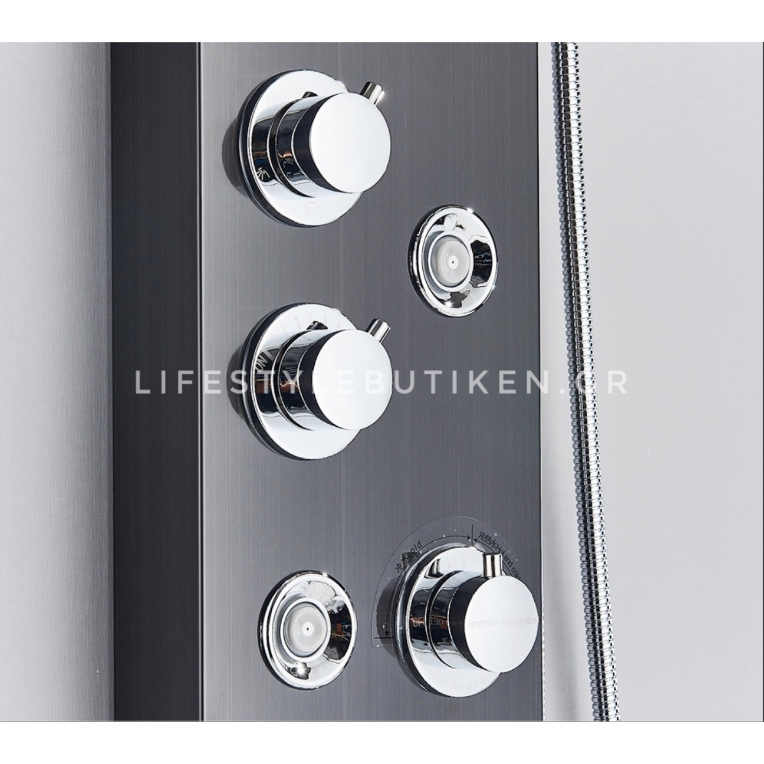 NARON Στήλη Ντουζ Υδρομασάζ Led Φωτισμό Και Ψηφιακή Οθόνη NR-6010B BLACK